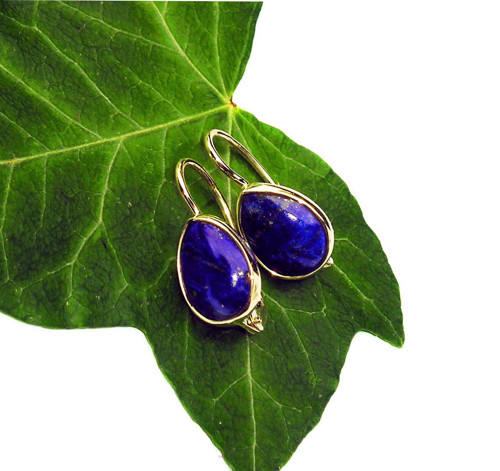ZLATÉ náušnice EXTRA LAPIS LAZULI 13*10 — foto 1