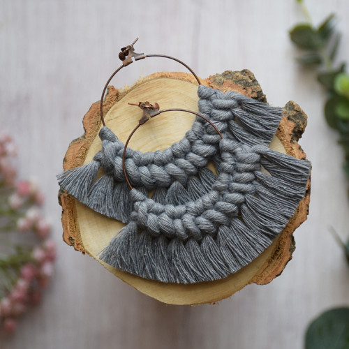 Macrame náušnice Makrame náušnice Boho náušnice — foto 1