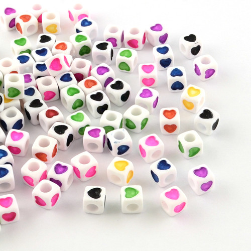 Korálky SRDÍČKA 7x7mm (50ks) - mix