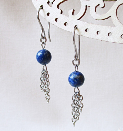 Náušnice lapis lazuli / chirurgická ocel