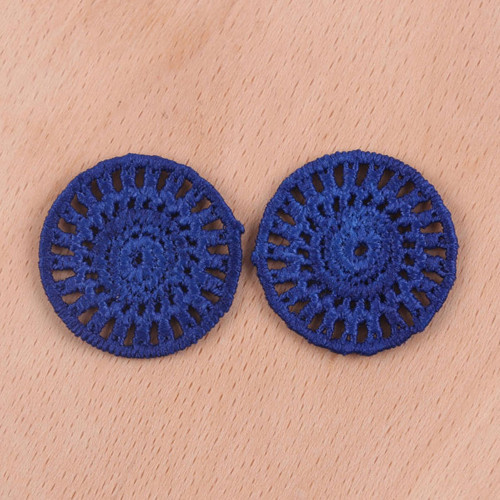 Aplikace tm. modrá krajková kolečko 28mm 1/2 ks
