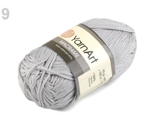 1ks 9 (149) Šedá Nejsv. Pletací Příze Macrame 90g