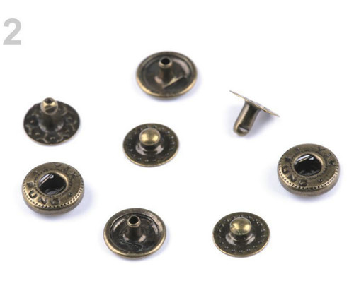 50sada 2 Staromosaz Kovové Druky Ø10mm, Nýtovací,