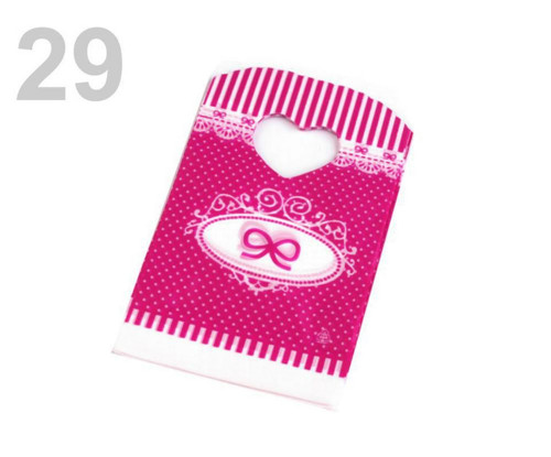 50pc Fuchsie Tmavě Plastové Nákupní Tašky, 9x15cm,