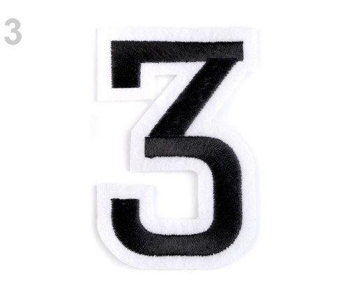 1ks 3 "3" Černá Nažehlovačka Čísla,