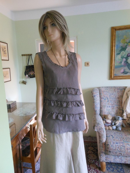 Lněný top s kanýry, vel.38 — foto 1