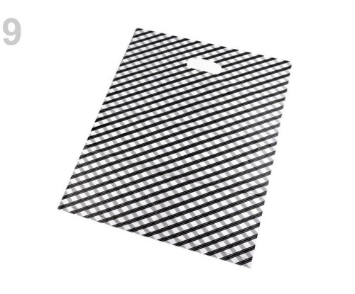 100pc Bílá-černé Plastové Nákupní Taška 35x44cm, T