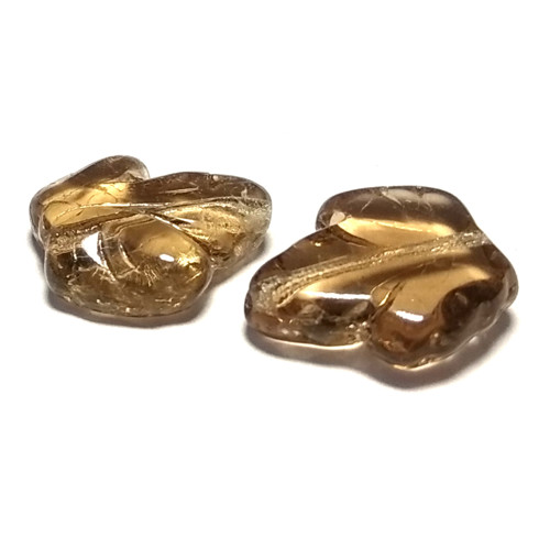 4ks Korálky Javorový List 16x14mm Smoky Topaz