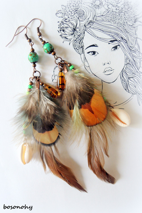 Náušnice boho style "FEATHERS" IV. — foto 1