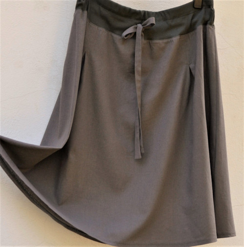 Khaki sukýnka / midi (len s viskózou) — foto 1