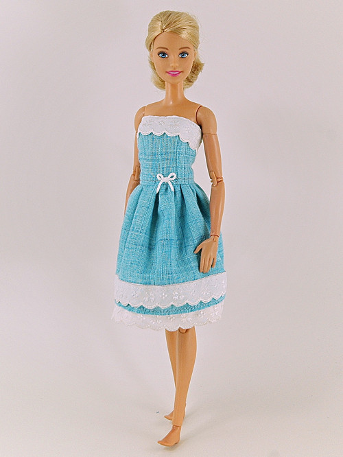 Barbie - Lněné modré šaty — foto 1