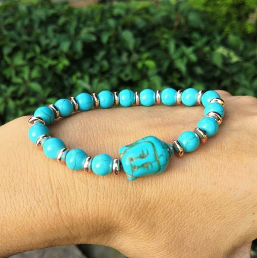 Budha*tyrkenit*hematit rose gold*náramek