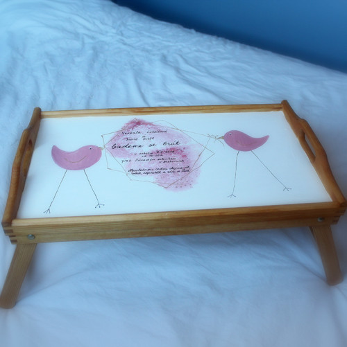 Dřevěný podnos DO POSTELE - svatební