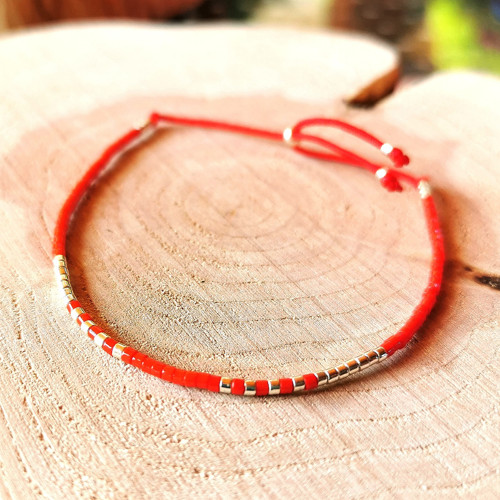 Miyuki náramek RED / SILVER