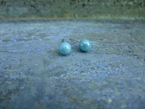 Perlové náušnice - mini pomněnkové — foto 1