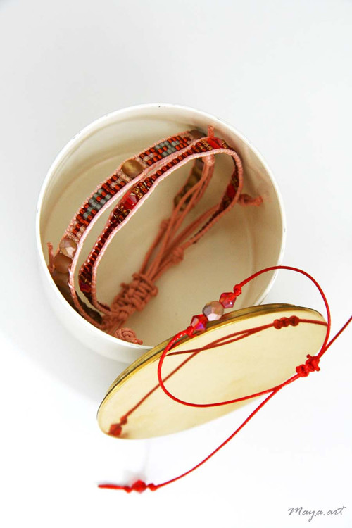 Červená sada náramků WEAVED BRACELET — foto 1
