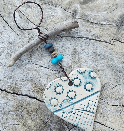 Závěs driftwood srdce — foto 1