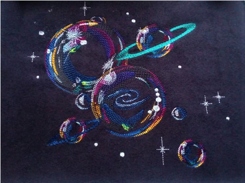 1211 - Planety - výšivka - panel 40 x 40 cm