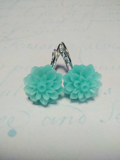 Náušnice - Jiřinky mint — foto 1