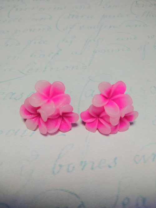 Náušnice puzety - Kytice pink — foto 1