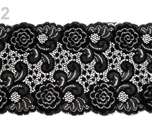 13.5m 2 Black Elastická Krajka / Vsadka / Běhoun