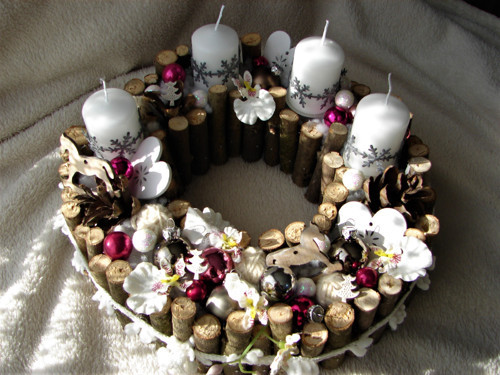 Nádech do růžova -adventní svícen — foto 1