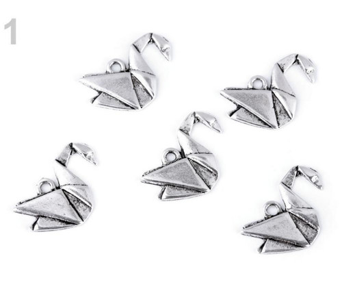 5ks Platina Přívěsek Origami Labuť, Liška, Ozdoby