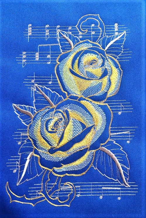 1227 - Růže - výšivka - panel 40 x 50 cm