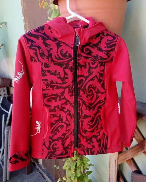 Zimní, softshell. bunda - ještěrky - vel. 104 -110