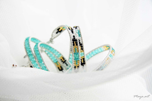 Bílotyrkysový náramek WRAP BRACELET