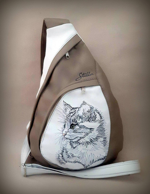 Backpack mocca - Cat sketch