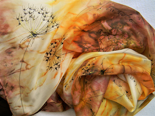 Pampelišky /hedvábná šála 45 x 180 cm/