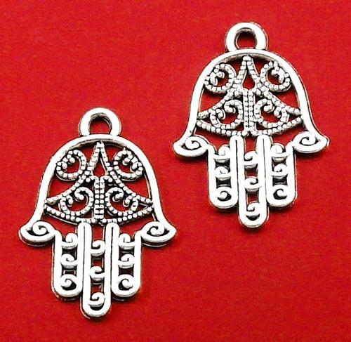 Starostříbrný přívěsek - ethno ruka, hamsa, 2 kusy