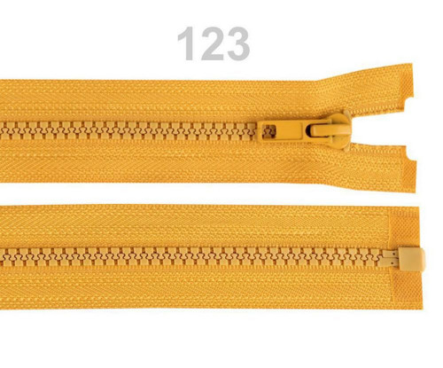 1ks 123 Hořčicová Kostěný Zip Šíře 5mm Délka 80 Cm