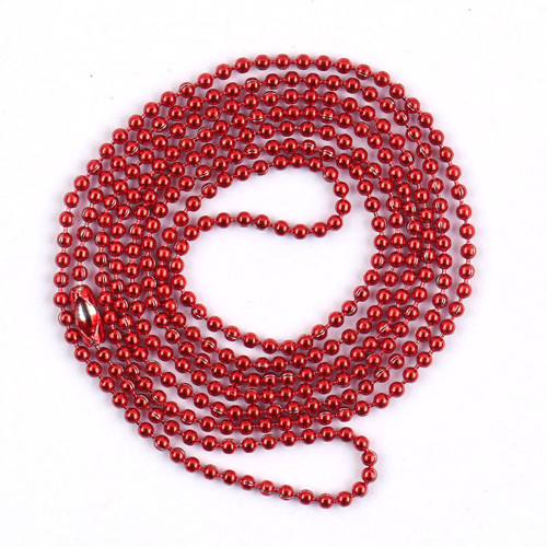 Řetízek červený kuličkový kovový 1,5mm 65cm