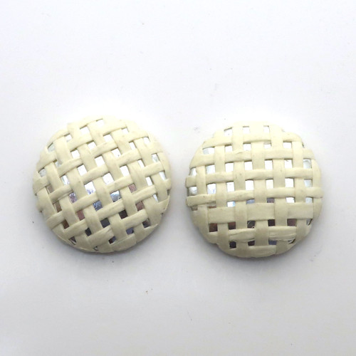 Button béžový ratanový kovový kulatý 17,5mm 2ks