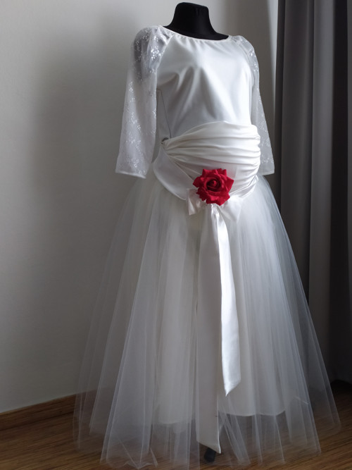 Sukně a svatební top nebo body silk white..těhulka