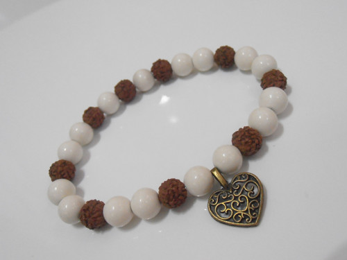 "Achát/Rudraksha" - minerálový náramek