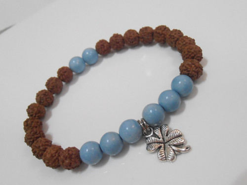 "Achát/Rudraksha" - minerálový náramek