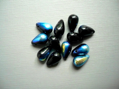 Černé AB kapky 10 x 6 mm - 20 ks