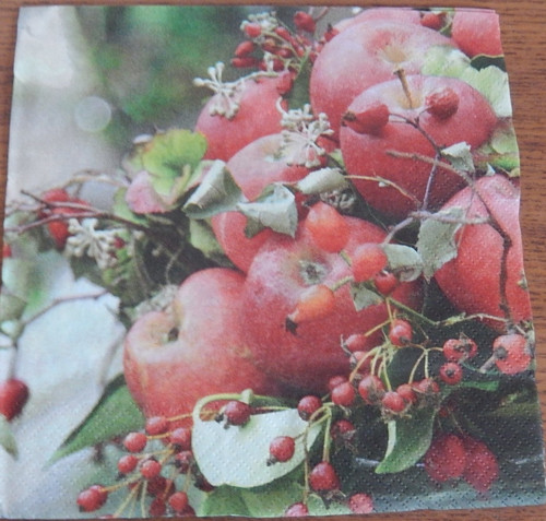 Ubrousek na decoupage - jablka a šípky