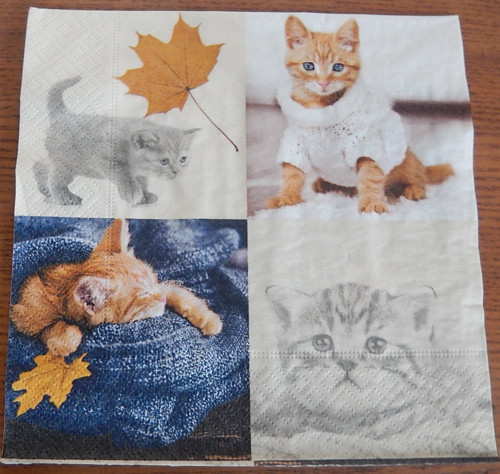 Ubrousek na decoupage - kočičí mix