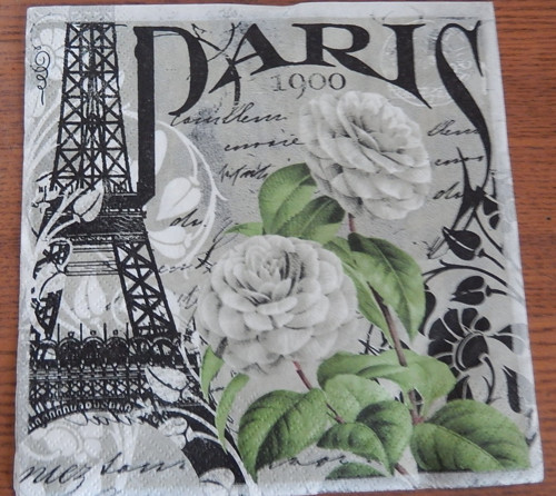 Ubrousek na decoupage - Paris na šedé