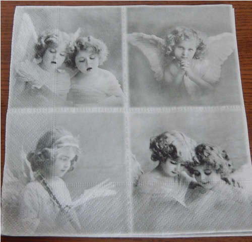 Ubrousek na decoupage - mix andělé, vintage