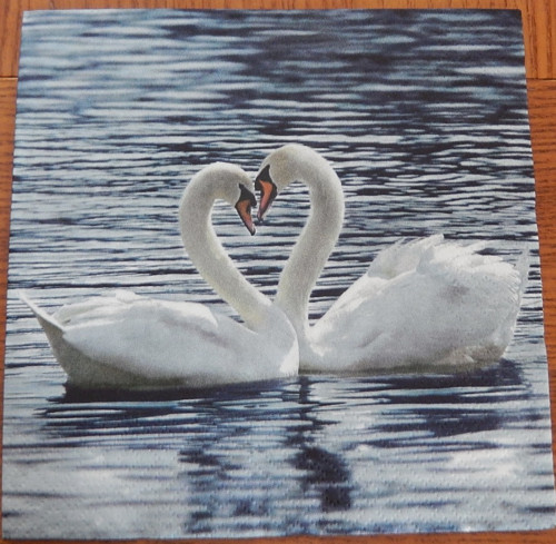 Ubrousek na decoupage - labutě