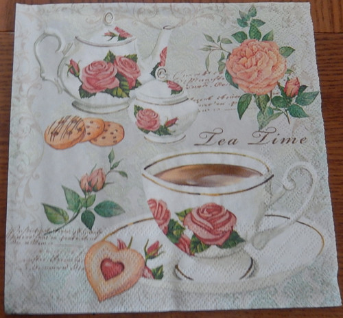 Ubrousek na decoupage - čajové pečivo a čaj