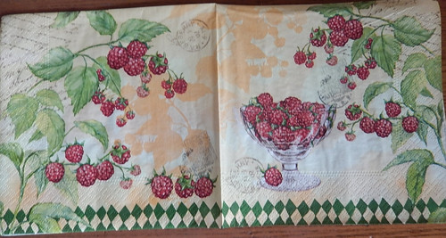 Ubrousek na decoupage - maliny, pohár
