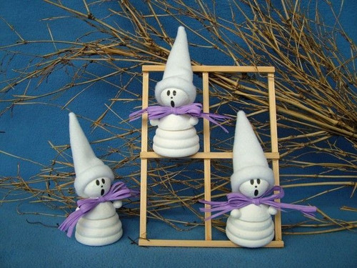 Figurka z předené bavlny, 3 halloweenští duchové,