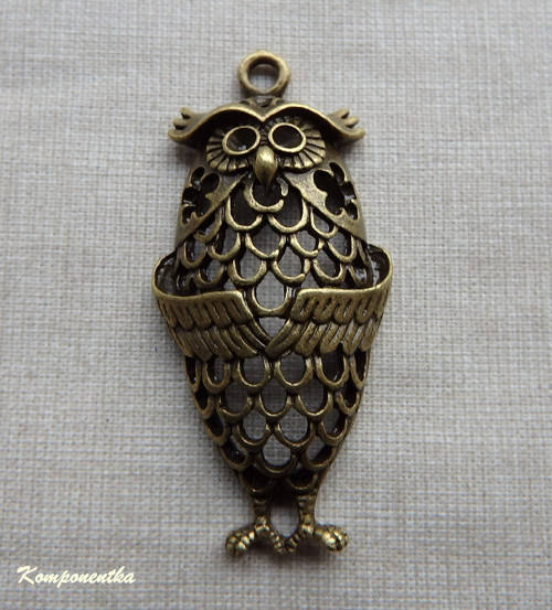 Kovový přívěsek sova 57x24mm 1kus