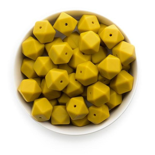 Silikonové korálky hexa 17mm (1ks) - mustard